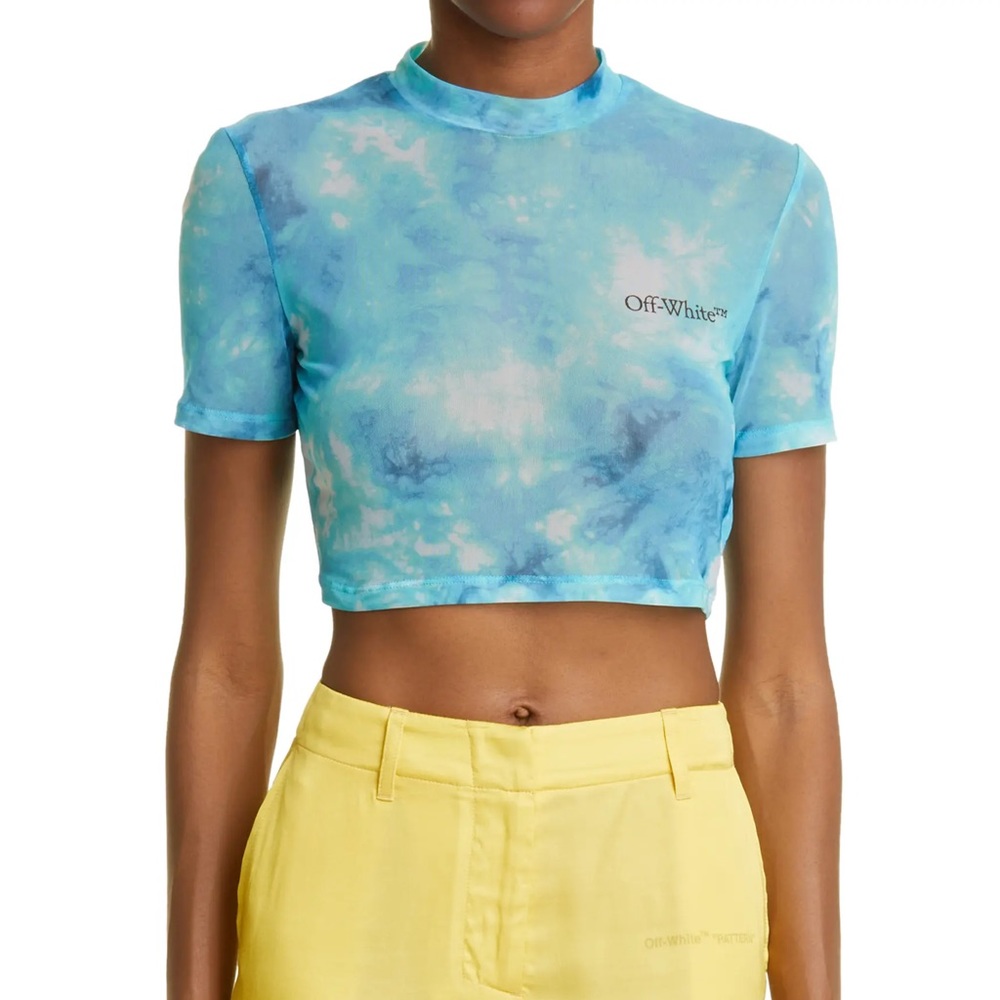 Off-White Tie Dye Mesh Crop Top - Picture 6 of 16